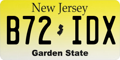 NJ license plate B72IDX