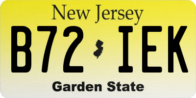 NJ license plate B72IEK
