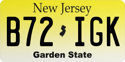 NJ license plate B72IGK