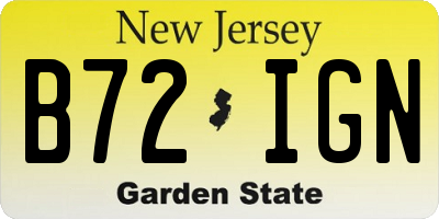 NJ license plate B72IGN