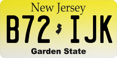 NJ license plate B72IJK