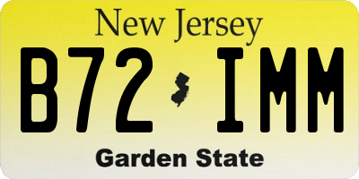 NJ license plate B72IMM