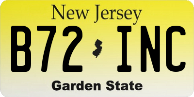 NJ license plate B72INC