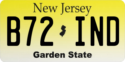 NJ license plate B72IND