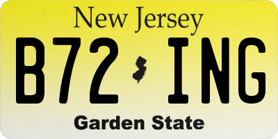 NJ license plate B72ING