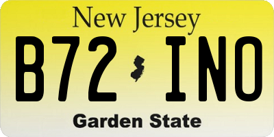 NJ license plate B72INO