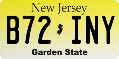 NJ license plate B72INY