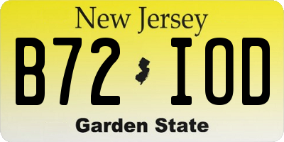 NJ license plate B72IOD