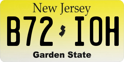 NJ license plate B72IOH