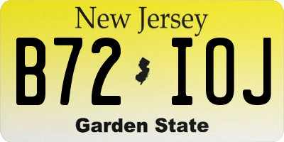 NJ license plate B72IOJ
