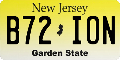 NJ license plate B72ION