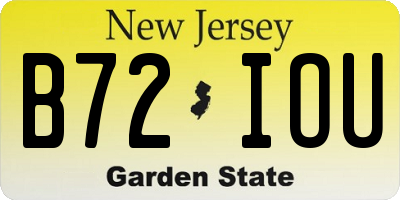 NJ license plate B72IOU