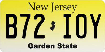 NJ license plate B72IOY