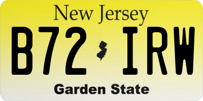 NJ license plate B72IRW