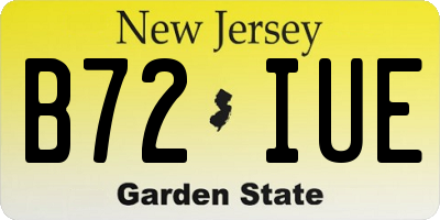 NJ license plate B72IUE