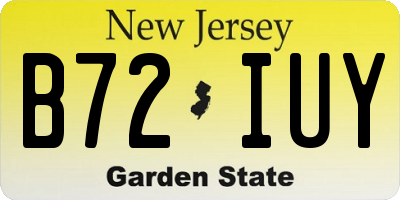 NJ license plate B72IUY