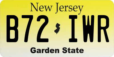 NJ license plate B72IWR