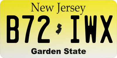 NJ license plate B72IWX