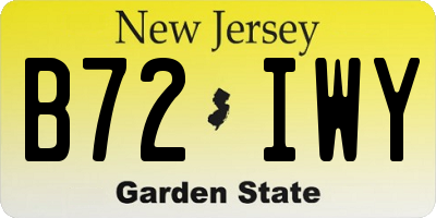 NJ license plate B72IWY