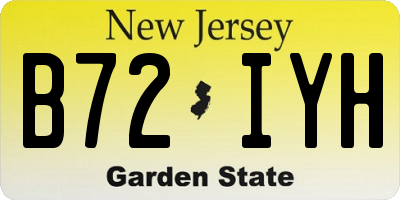 NJ license plate B72IYH
