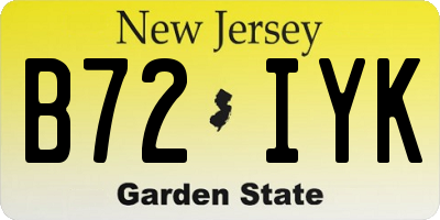 NJ license plate B72IYK