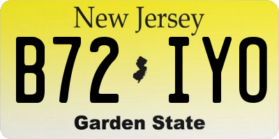 NJ license plate B72IYO