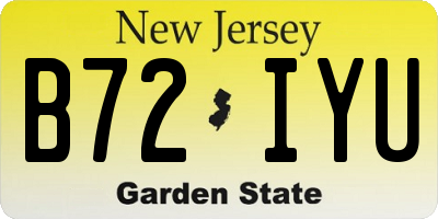 NJ license plate B72IYU