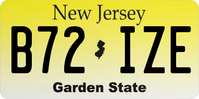 NJ license plate B72IZE