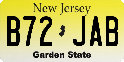 NJ license plate B72JAB