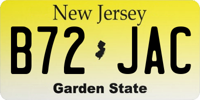 NJ license plate B72JAC