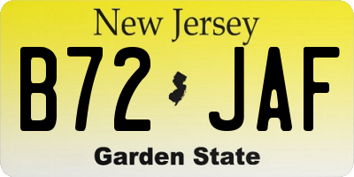 NJ license plate B72JAF