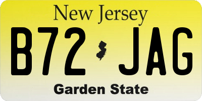 NJ license plate B72JAG