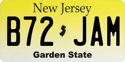 NJ license plate B72JAM