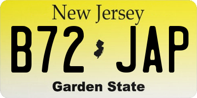 NJ license plate B72JAP