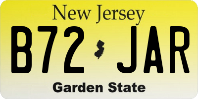 NJ license plate B72JAR
