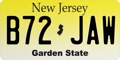 NJ license plate B72JAW