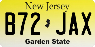 NJ license plate B72JAX