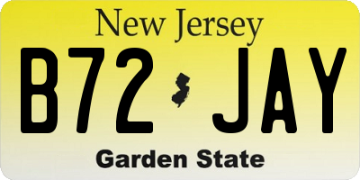 NJ license plate B72JAY