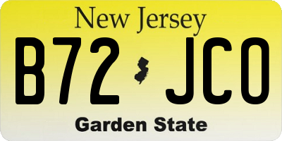 NJ license plate B72JCO