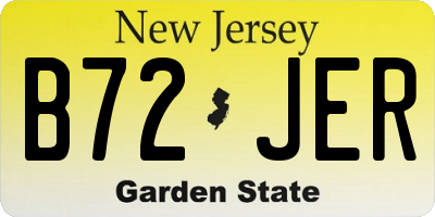 NJ license plate B72JER