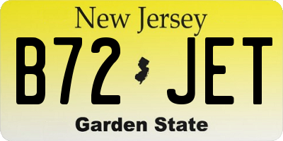 NJ license plate B72JET