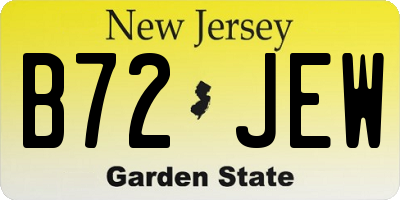 NJ license plate B72JEW