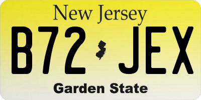 NJ license plate B72JEX