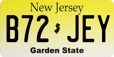 NJ license plate B72JEY