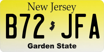 NJ license plate B72JFA