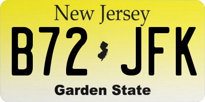 NJ license plate B72JFK