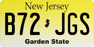 NJ license plate B72JGS