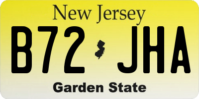NJ license plate B72JHA