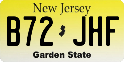 NJ license plate B72JHF