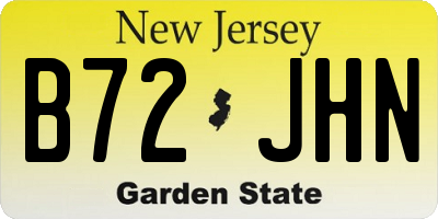 NJ license plate B72JHN